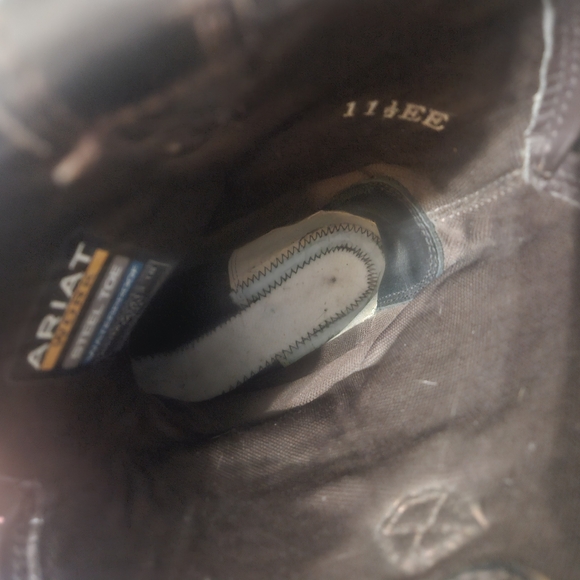 Ariat Groundbreaker H20 Dark Brown Wide Square Steel Toe Leather Booys 11.5 Wide - Picture 7 of 15